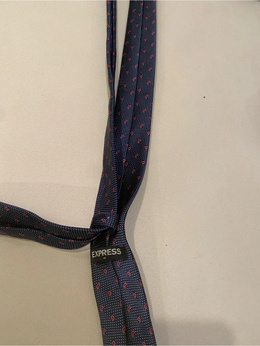 Express Navy Tie with Pink Dot Accents